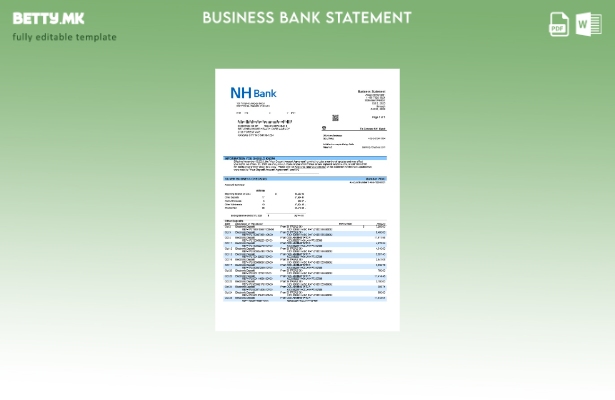 Модерен стил Извод на цврста сметка на NH Bank Шаблон Word и PDF